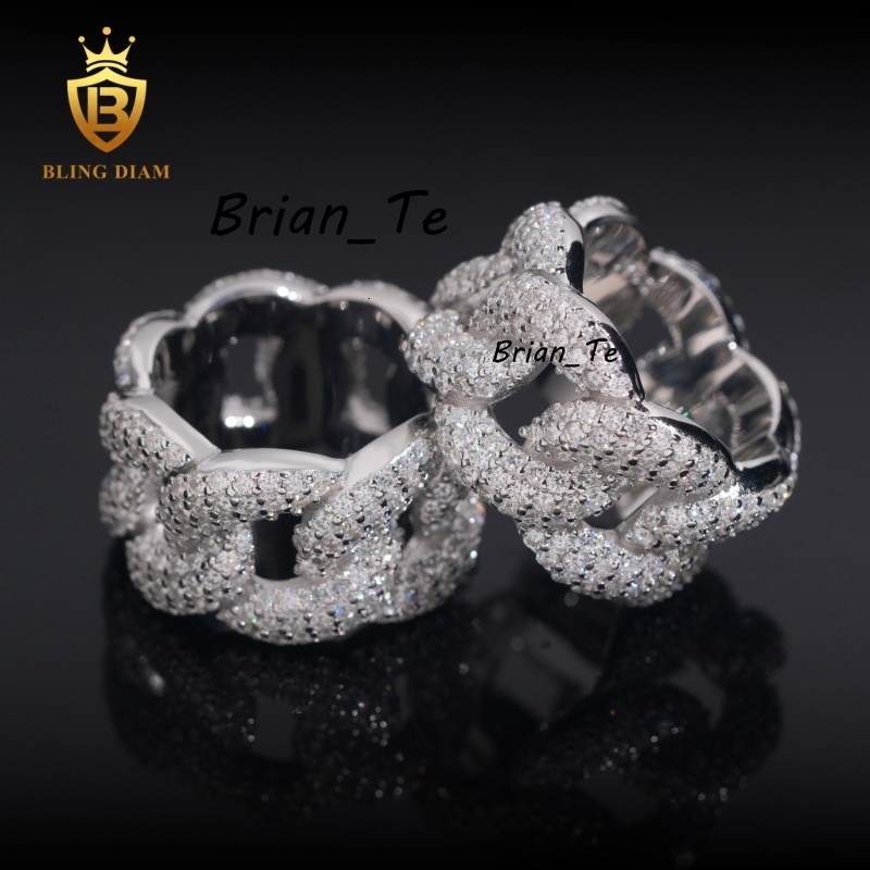 Factory Direct Pass Diamond Tester Hip Hop Jewelry 925 Silver Iced Out VVS Diamond Moissanite Cuban Ring