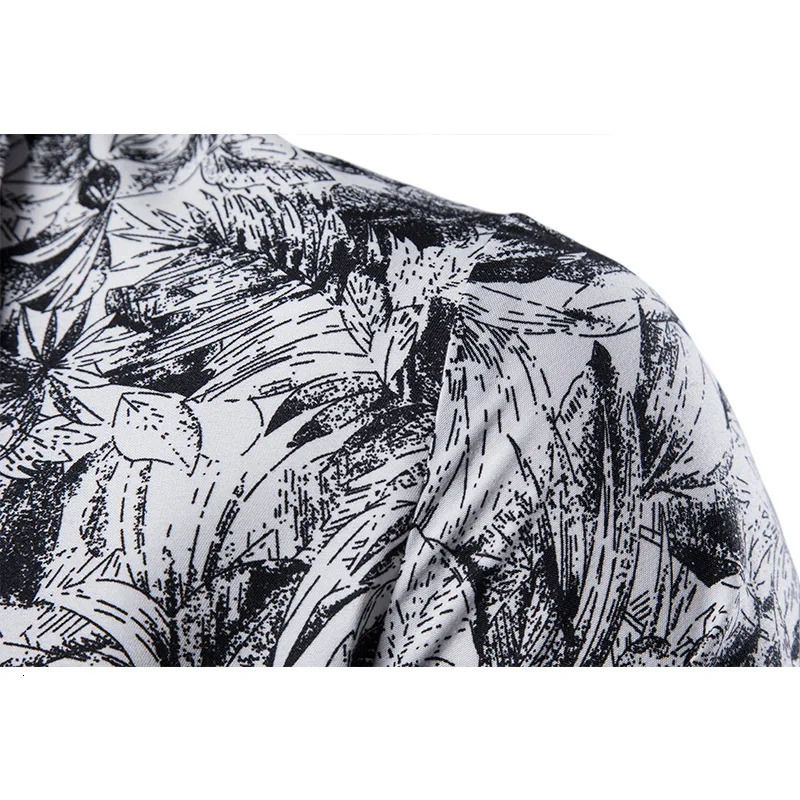 Mens Printed Lapel Long Sleeve Shirt Casual Blouse Fashionable Polyester Wear 250808