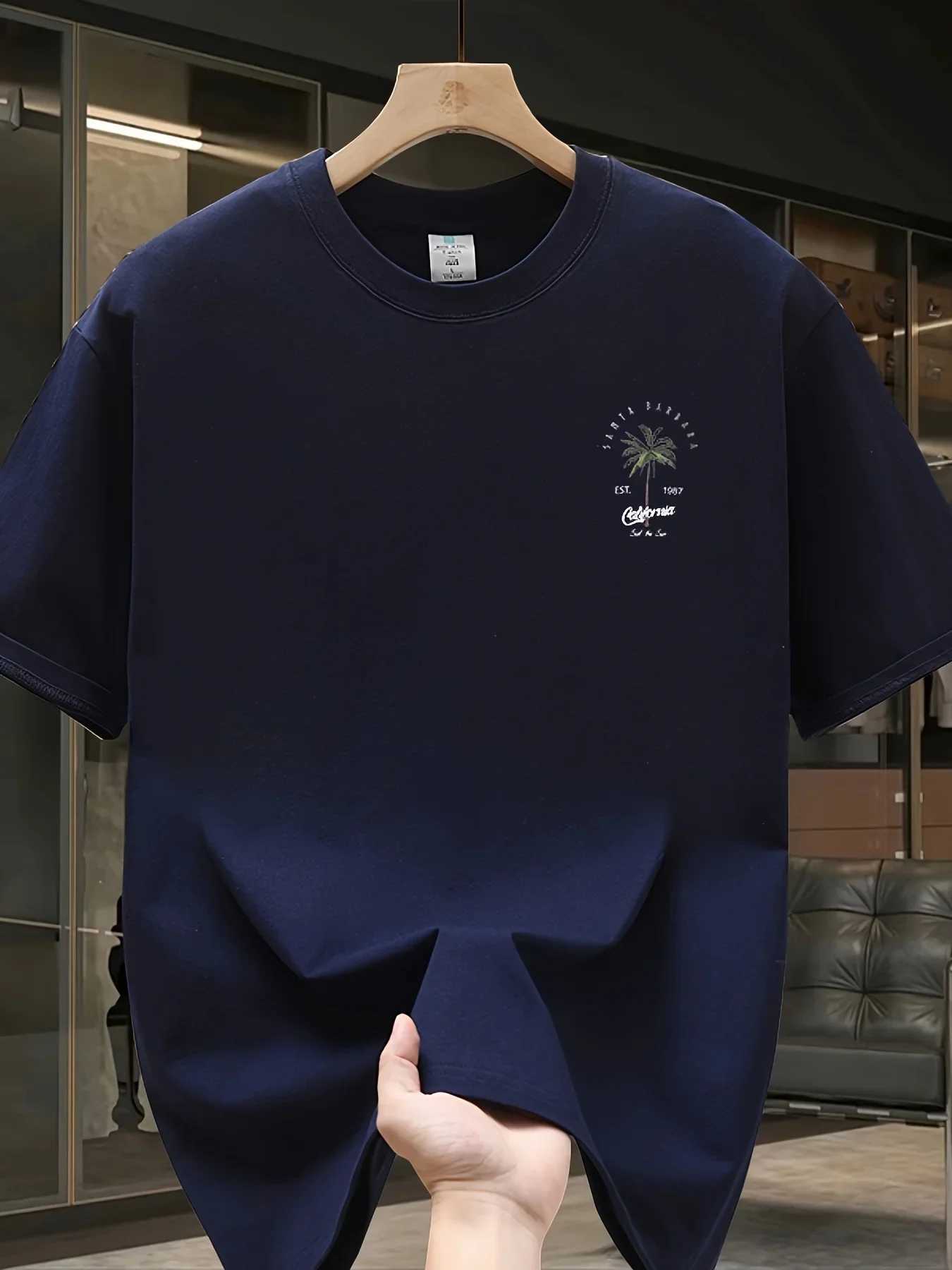 Mens clothing Loose and breathable T-shirts for daily travel and vacation 100% pure cotton high-quality tops for summer Y250819