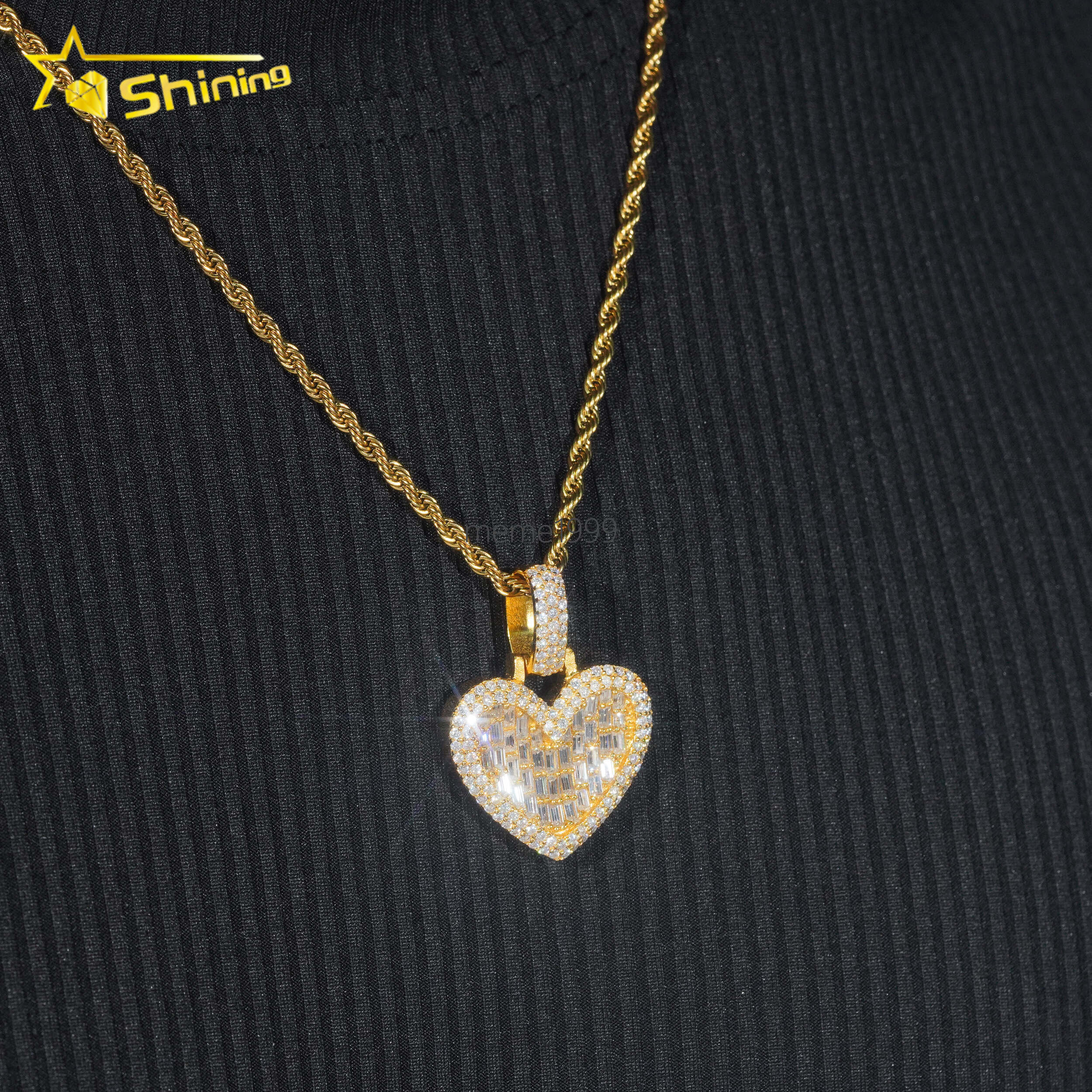 Ready to Ship Rapper Jewelry 925 Silver Rapper Pendant Vvs Moissanite Heart Shape Diamond Pendant Pass Diamond Tester