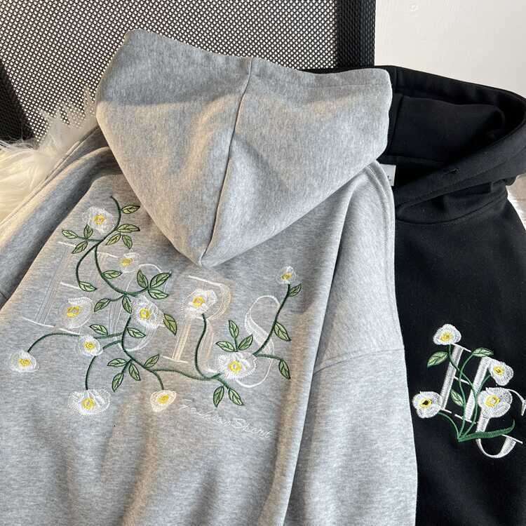 Heavy Embroidery National Trend Hoodie for Women Couple's Spring Autumn Winter Fleece Thick American Style Jacket Top