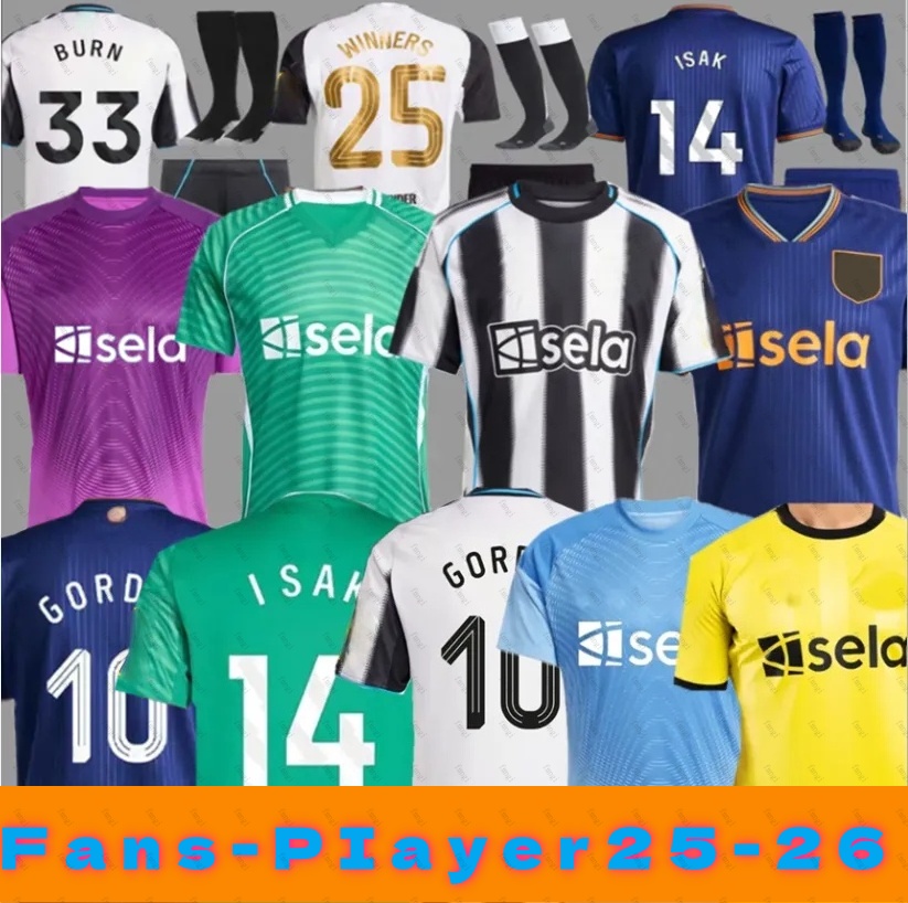 Official Newcastle FC '25-'26 Home/Away Youth Shirts Featuring Players Barnes, Bruno Gunnarsson, Isak, and More!