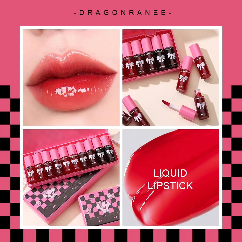 10 pack lip gloss set easy to color and non fading moisturizing waterproof lipstick water 250809