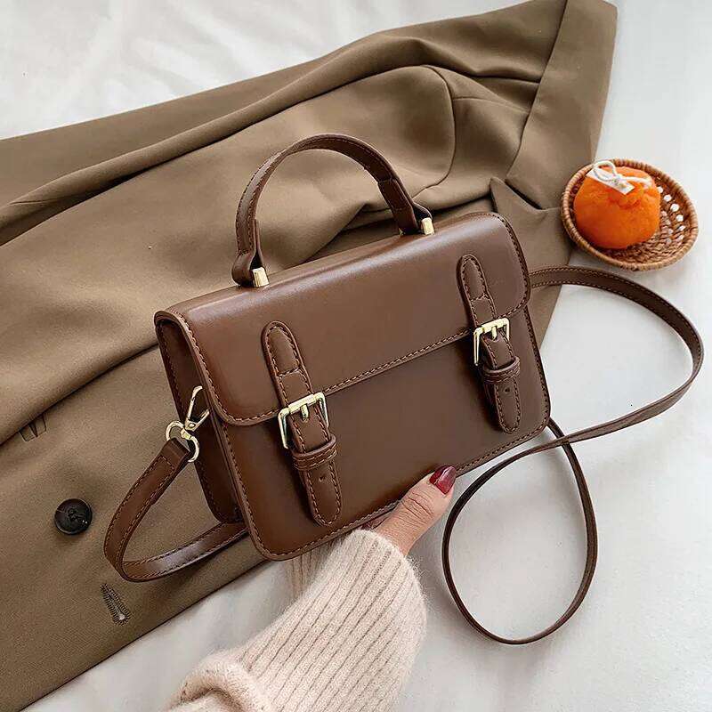 Vintage Fashion Square Tote New High Quality Shoulder PU Leather Handbags Women Portable Crossbody Messenger Bags