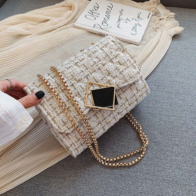 Woolen INS Women's New Trend Popular Korean Fashion Designer Bags Chain Shoulder Crossbody Bag