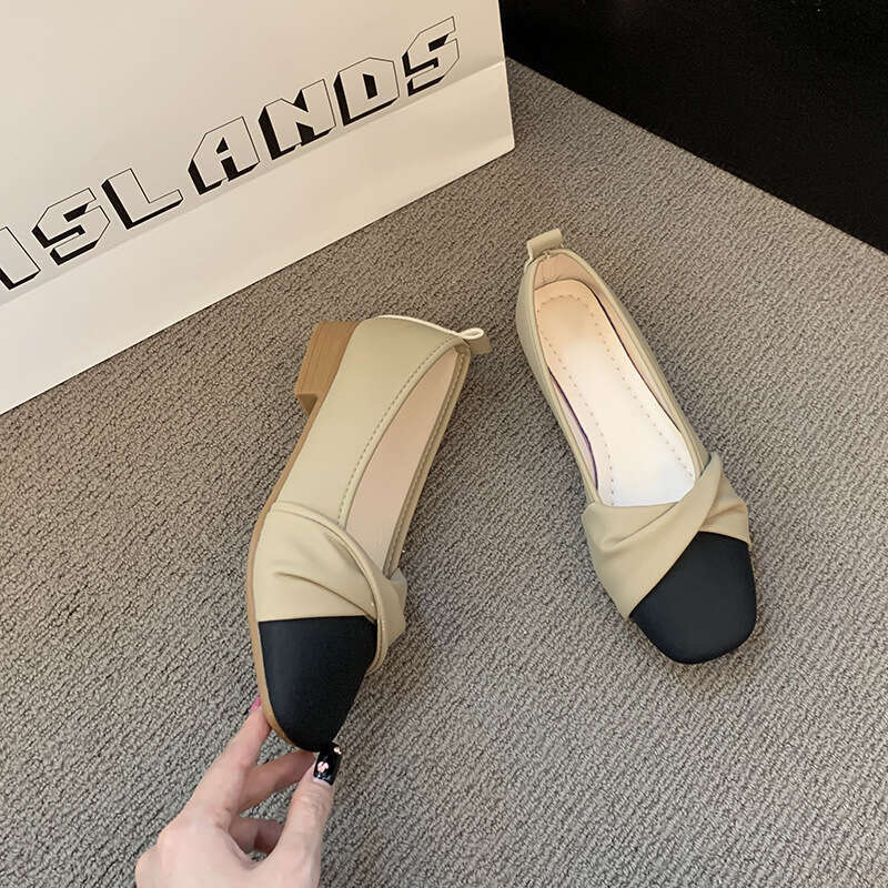 2023 Summer Women's Fashion Versatile Shallow Mouth Single Shoes Non-Slip Fabric Drop Heel Good Product Just That Simple