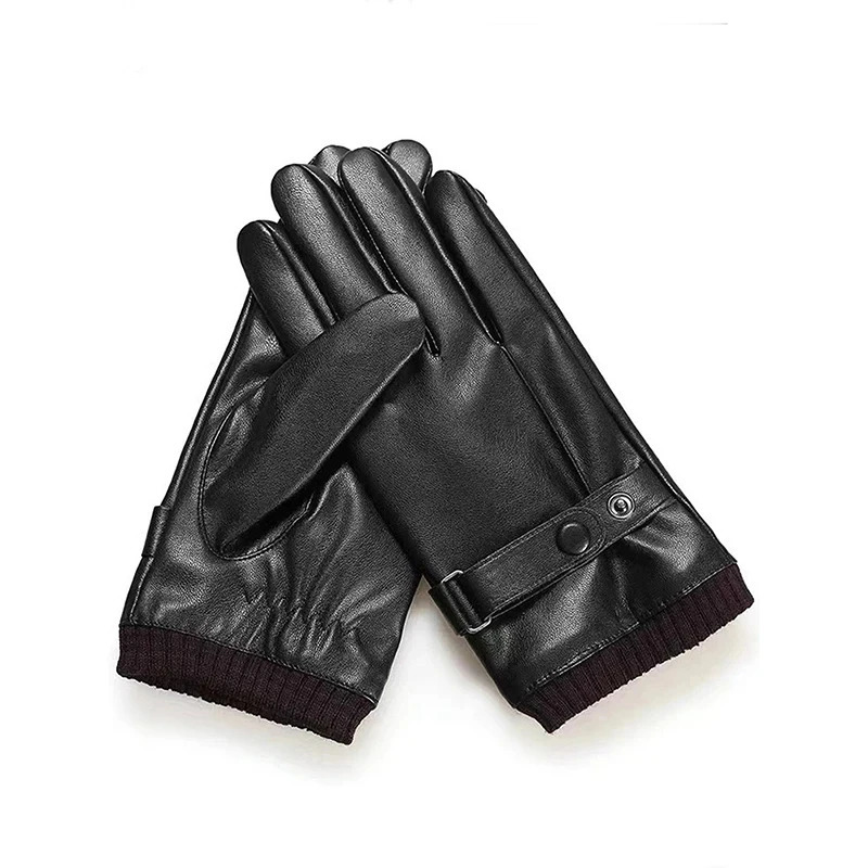 Winter Fashion Black PU Leather Gloves Male Thin Style Driving Men NonSlip Full Fingers Palm Touchscreen 250811