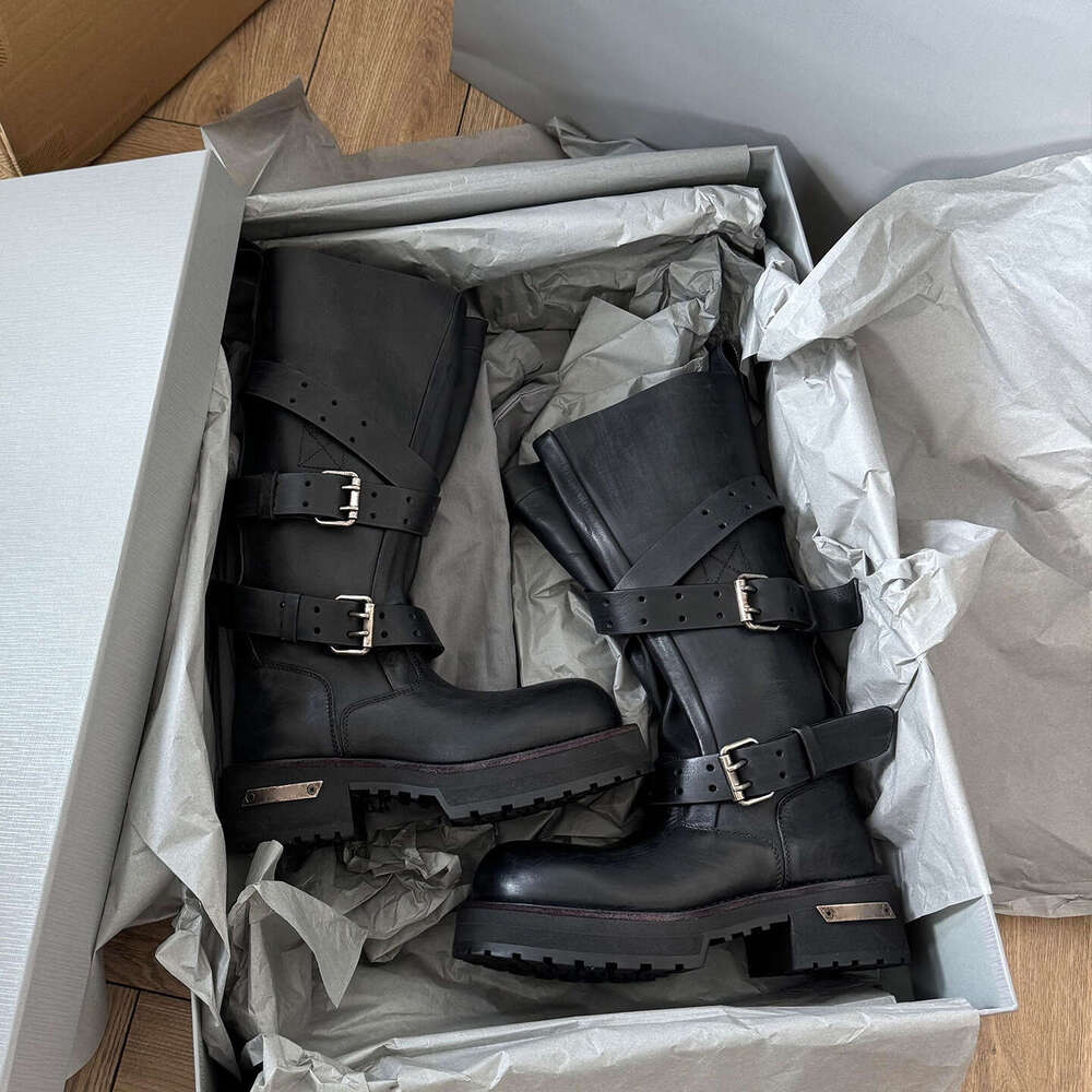 Cowhide Version~Venom Genuine Leather High-top Stylish Hot Girl Style Martin Women Thick-soled Paris Motorcycle Boots