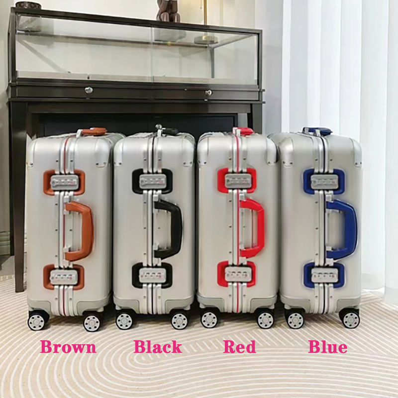 Ri0 Designer Aluminum Suitcase Cabin Trunk Metal Combination luggage Luggage set fashion universal wheel large capacity trolley case boarding box 21-3
