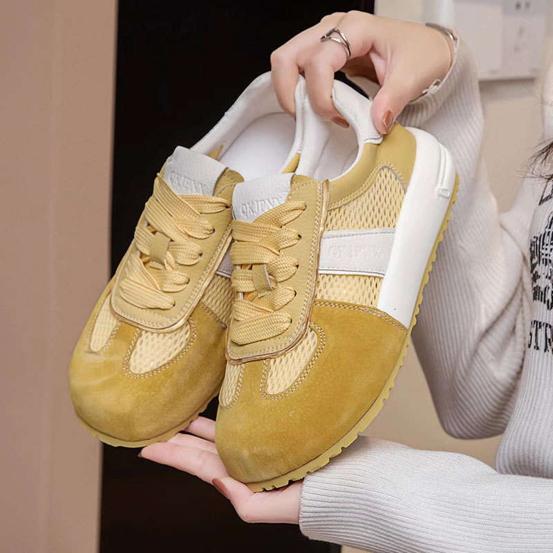 2025 Spring Summer New Thick-Soled Genuine Leather Breathable Fashion Bag Bottom Forrest Gump for Women Lightweight Versatile Korean Style Casual Shoe