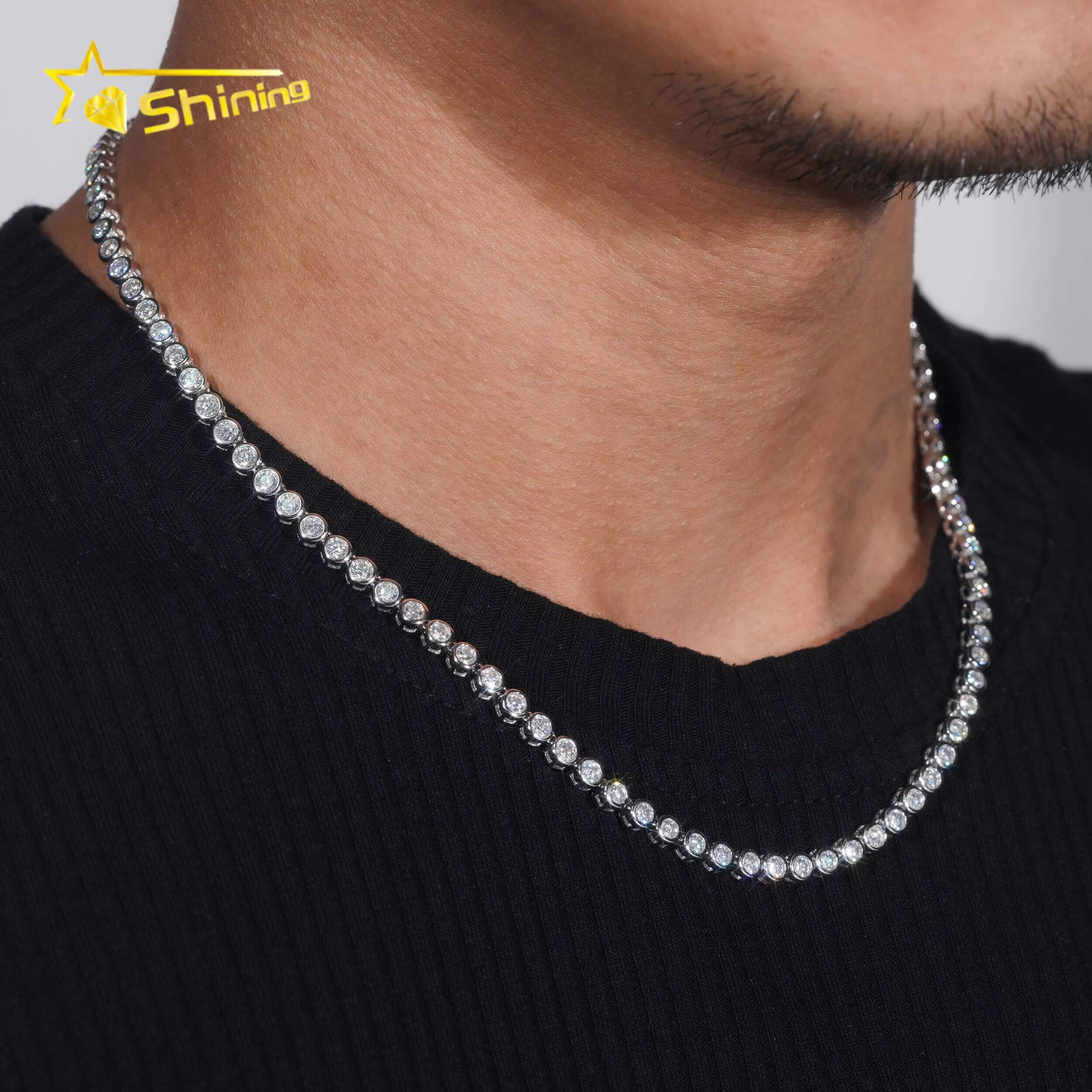 Classic Women Jewelry Bracelets Gold Plated 925 Silver Jewelry 3MM Moissanite Bezel Setting Tennis Chain