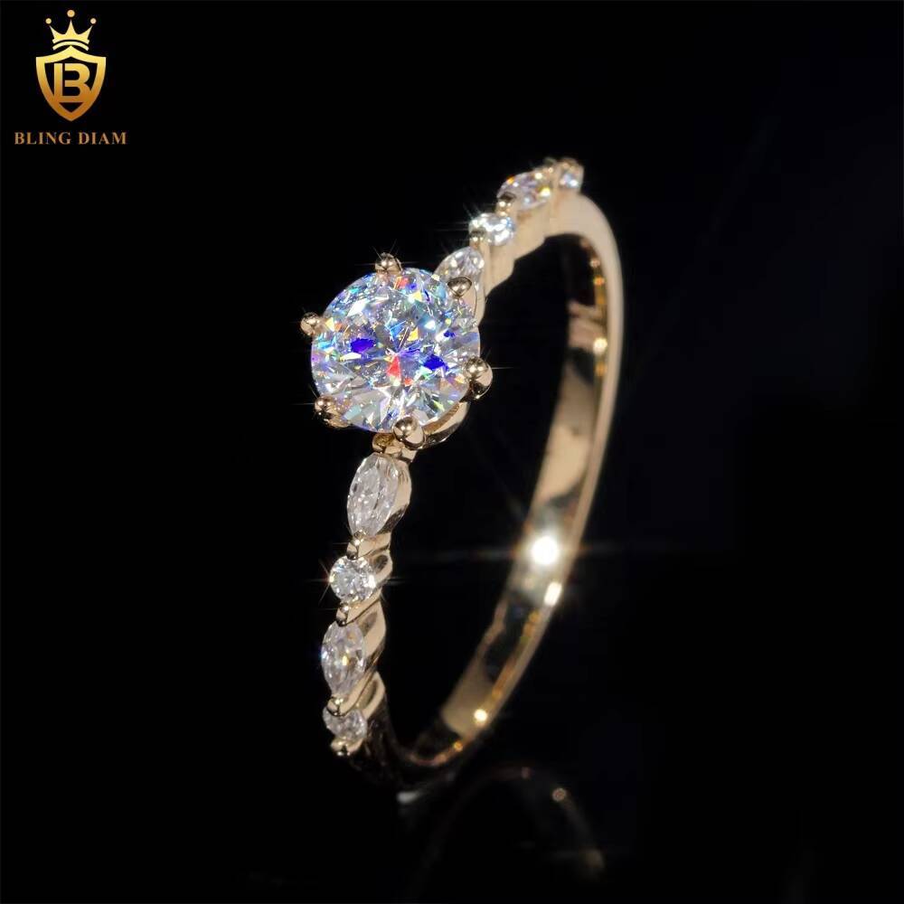 14K Custom Lab Diamonds Luxury Real Gold Moissanite Diamonds Wedding/Engagement Rings