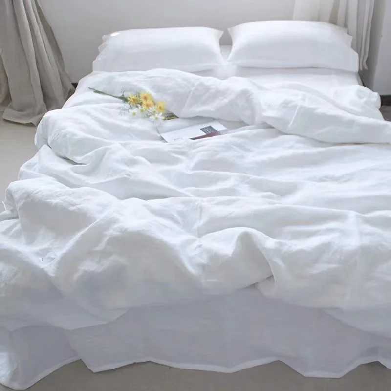 Pure Linen Duvet Cover Set (1*Duvet Cover + 2*case Without Core) White Soft Bedding Set for Summer Y250819