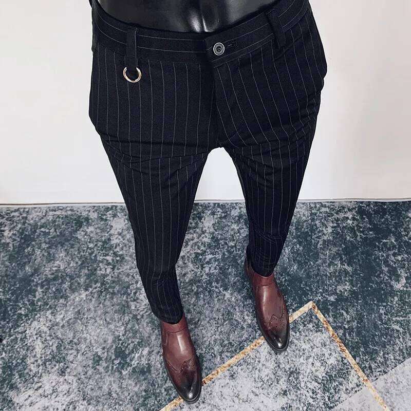 Suit Formal Trousers Pantalone Hombre Stretch Slim Solid Color Casual Dress Full Length Pants Fashion New Men Clothing