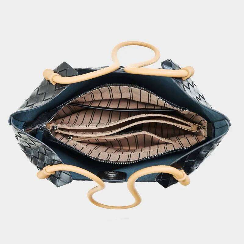 San Maries High Quality Knitting Purses Brand Fashion Shoulder Bag Bucket Tote For Women Lady Leather Crossbody Bags