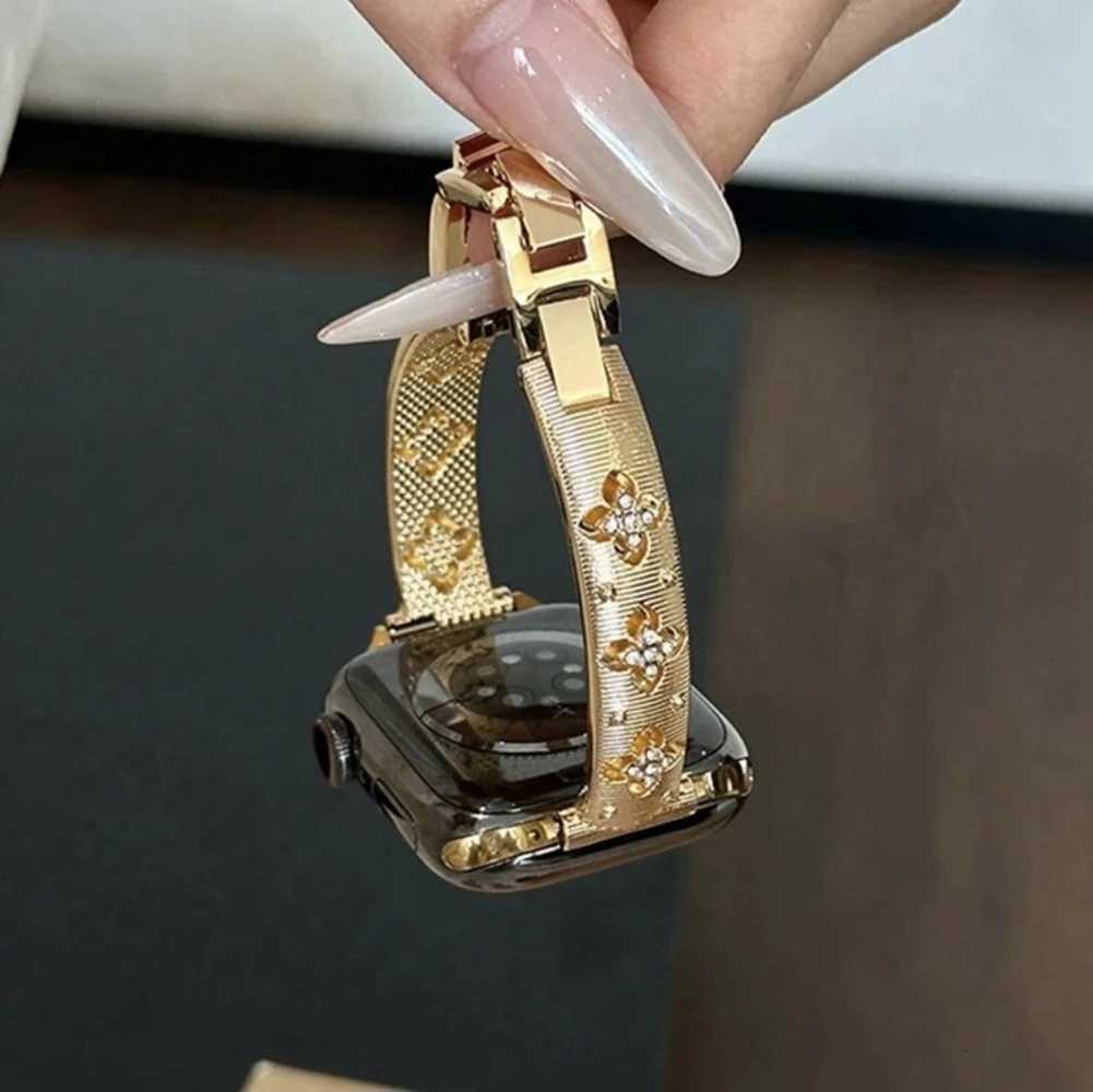 Bling Gold Stainless Steel Bracelet Link For Watch Band Series 8/7/6/10/9 40mm 41mm 38mm 42mm 44mm 45mm 46mm Strap Y250820