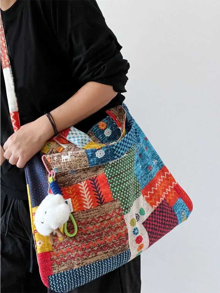 2025 New n Sle Patchwork Tote Bag Large Capaci Multi-Purpose Womens oulder Crossbody Bag Ethnic Trend Y250819