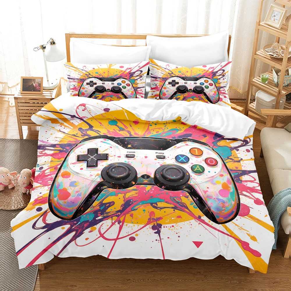 Colorful Graffiti Gamepad Bedding Set Controller Comforter sets bed sheets set King size bedding set Quilt set Bed linen Y250819
