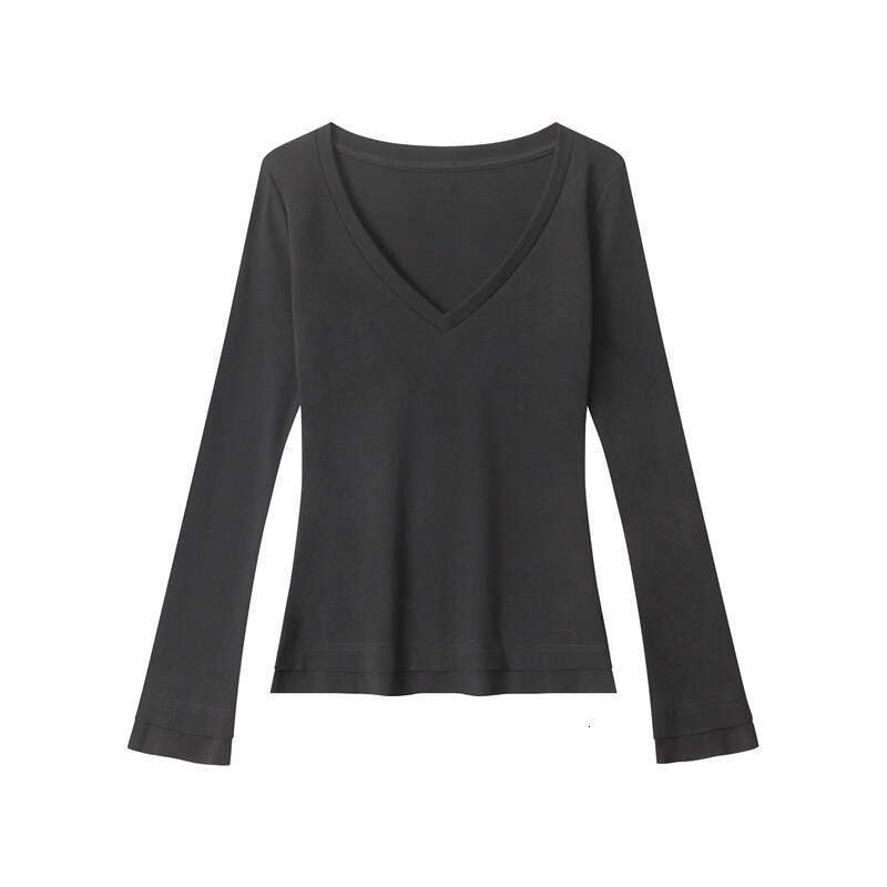 Heyhenry Spicy Girl Style V-Neck Long Sleeve T-Shirt Spring Autumn 25 New Slim Fit Inner Layer Base Shirt Top For Women B5