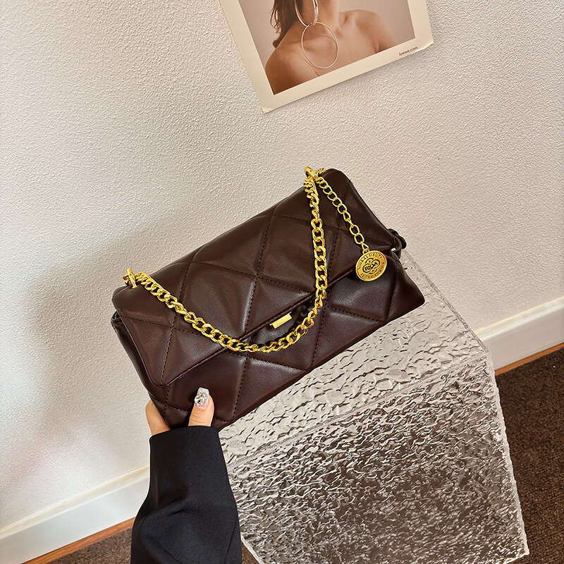 Texture Celebrity Women, Autumn 2025 New Trendy Fashion Diamond Chain Bag, Niche Single Shoulder Crossbody Bag for Women Designer Bags