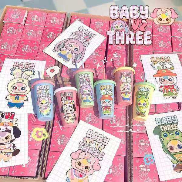 Surprise toy macaron blind box cup decoration gift doll three-year-old blind box plastic cup straw cup stainless steel insulated and heat-retaining cu