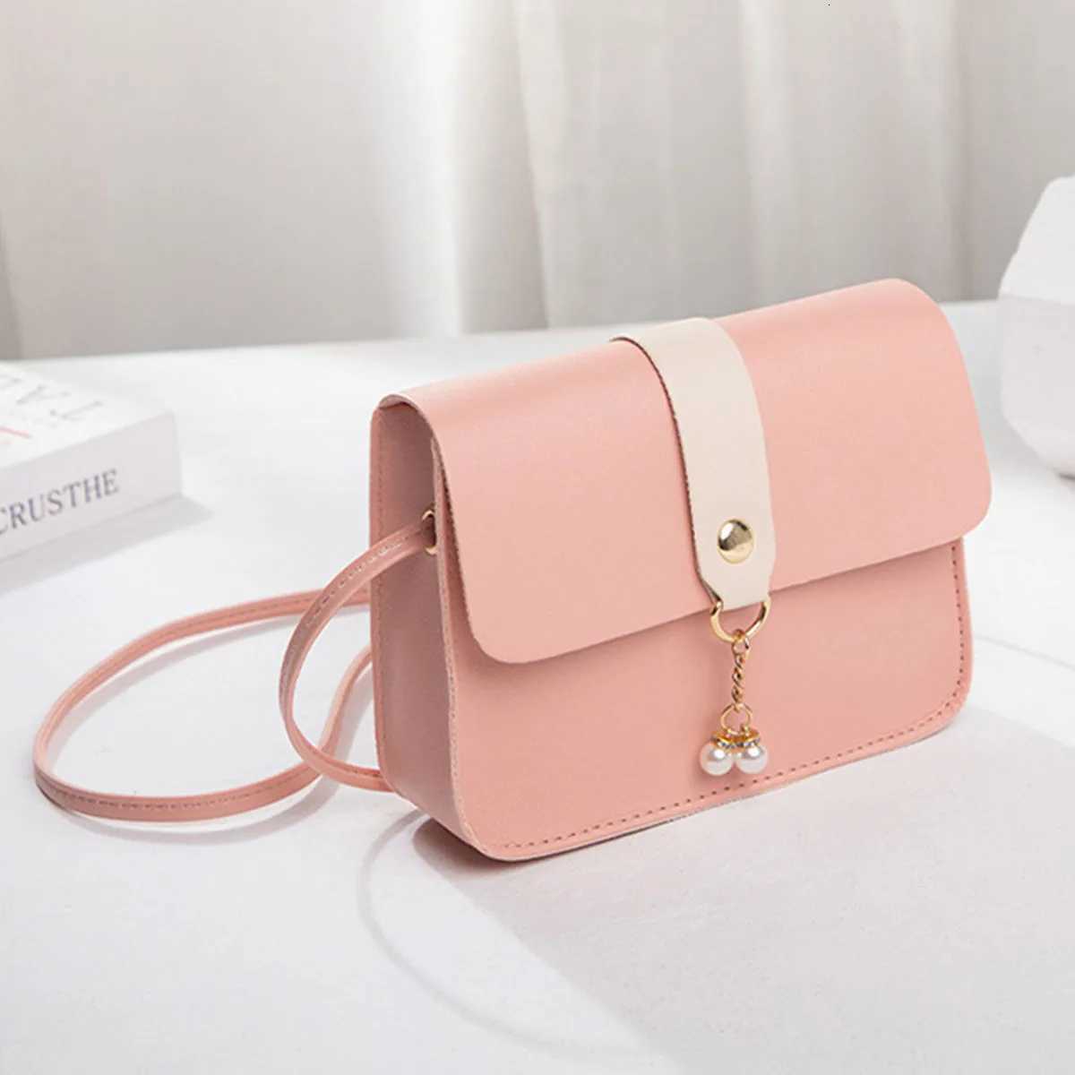 Ladies Pearl Decorated Small Square Crossbody Bag Mobile Phone Bag Fashionable Womens Handbag Y250819