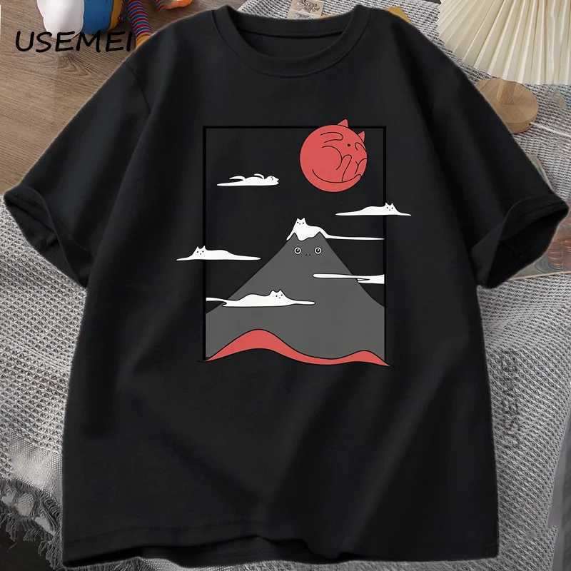 Funny Cat Graphic T Shirts Japanese Cat Graphic Tee Cotton Printed Short Sleeve Tees Men Women Harajuku Hight Qualty Clothes Y250819