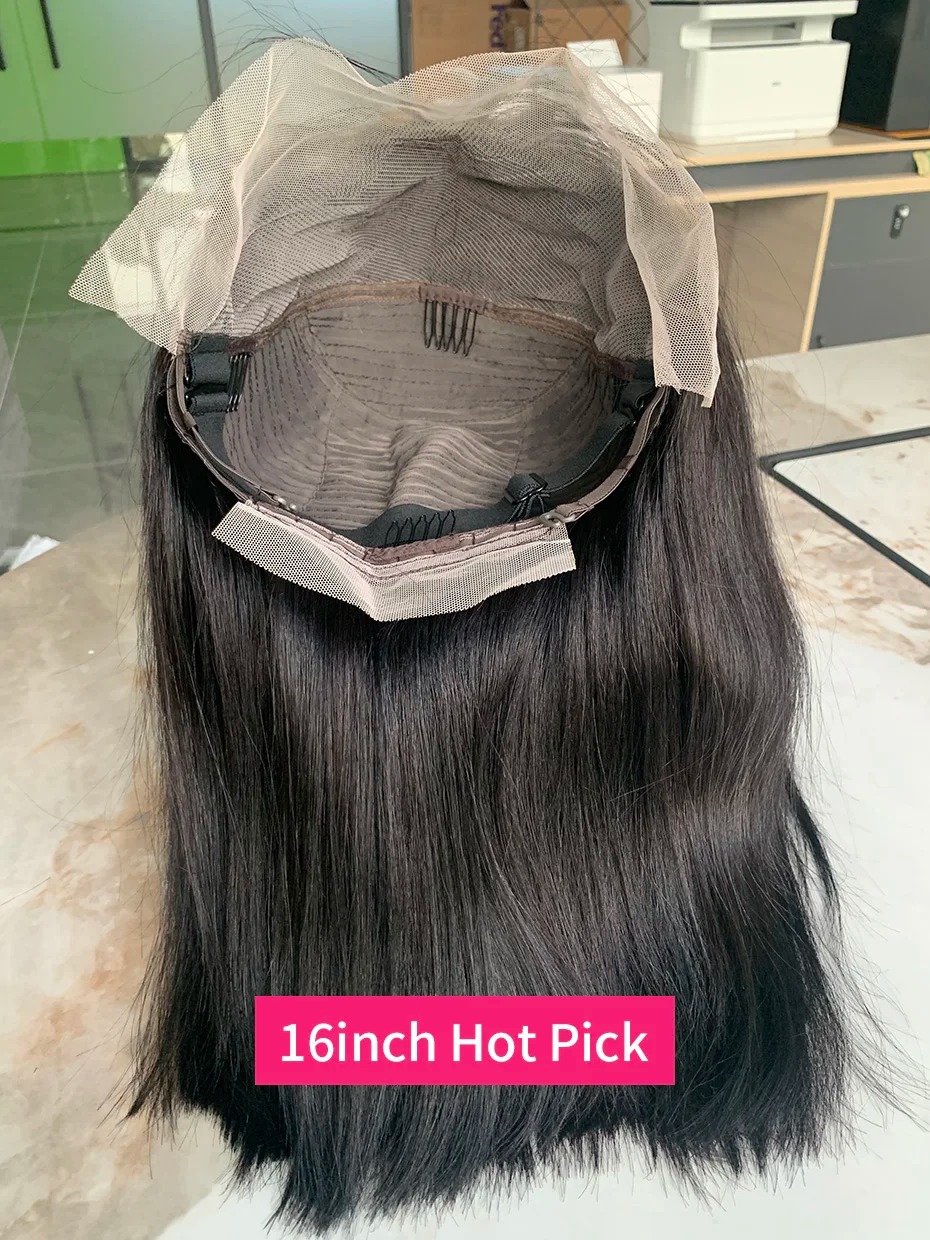 250 Density 100 Human Hair Lace Frontal Wigs Hd Transparent Lace Straight Natural Black 13x6 Bob Wig Ready To Wear Wigs For Women
