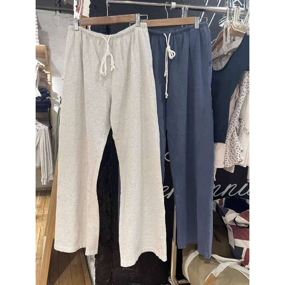 Solid Drawstring Straight Sweatpants Women Autumn High Waist Soft Cotton Trousers Casual Vintage Streetwear Sport Long Pant Y2k
