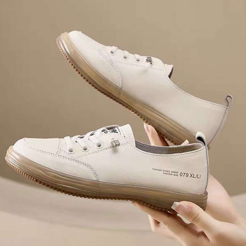 2023 Summer Top Layer Cowhide for Women Casual White Soft Sole Perforated Sports Mom Ins Slip-On Hole Shoes