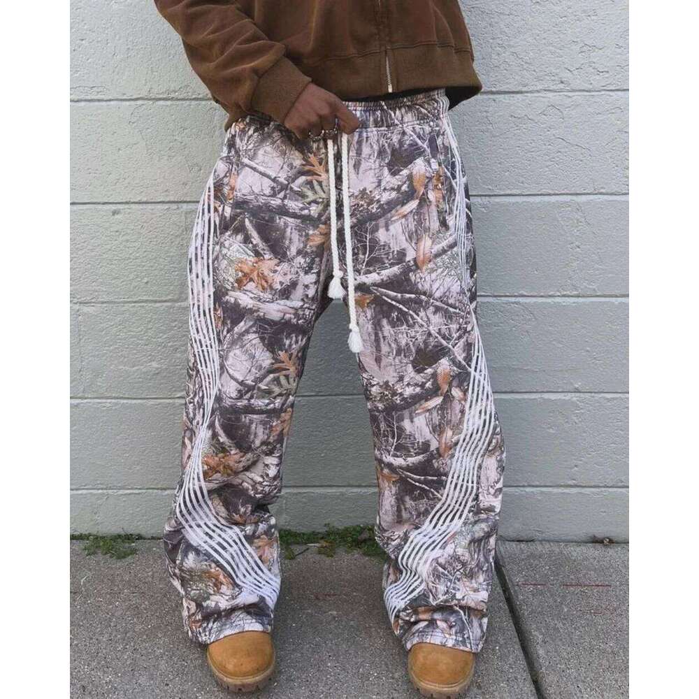 Streetwear Women Y2K Gothic Hip Hop Retro Camo Graphic Baggy Casual Pants Womens Mens Elastic Waist Jogging Trousers