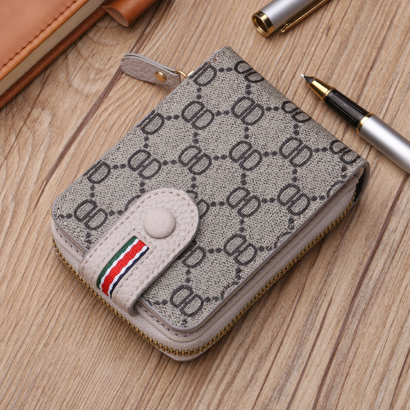 Free Shipping Designer Luxury Women's Zipper Card Holder European And American Fashion Vintage Flower Wallet Short Handbag Casual Coin Bag