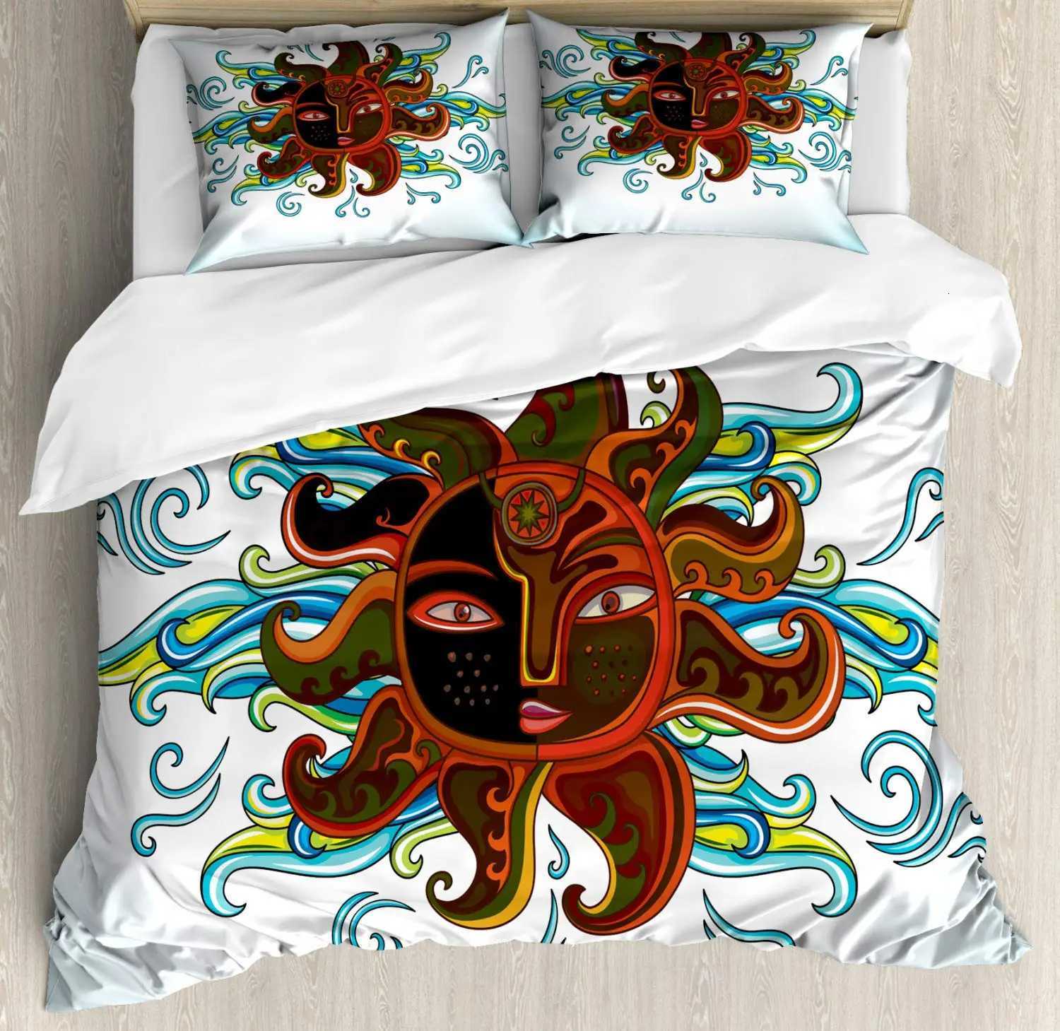 The Ancient Aztec Calendar Print Bedding Set Mayan Culture Duvet Cover Set With case Polyester Quilt Cover Queen Bed Set Y250819