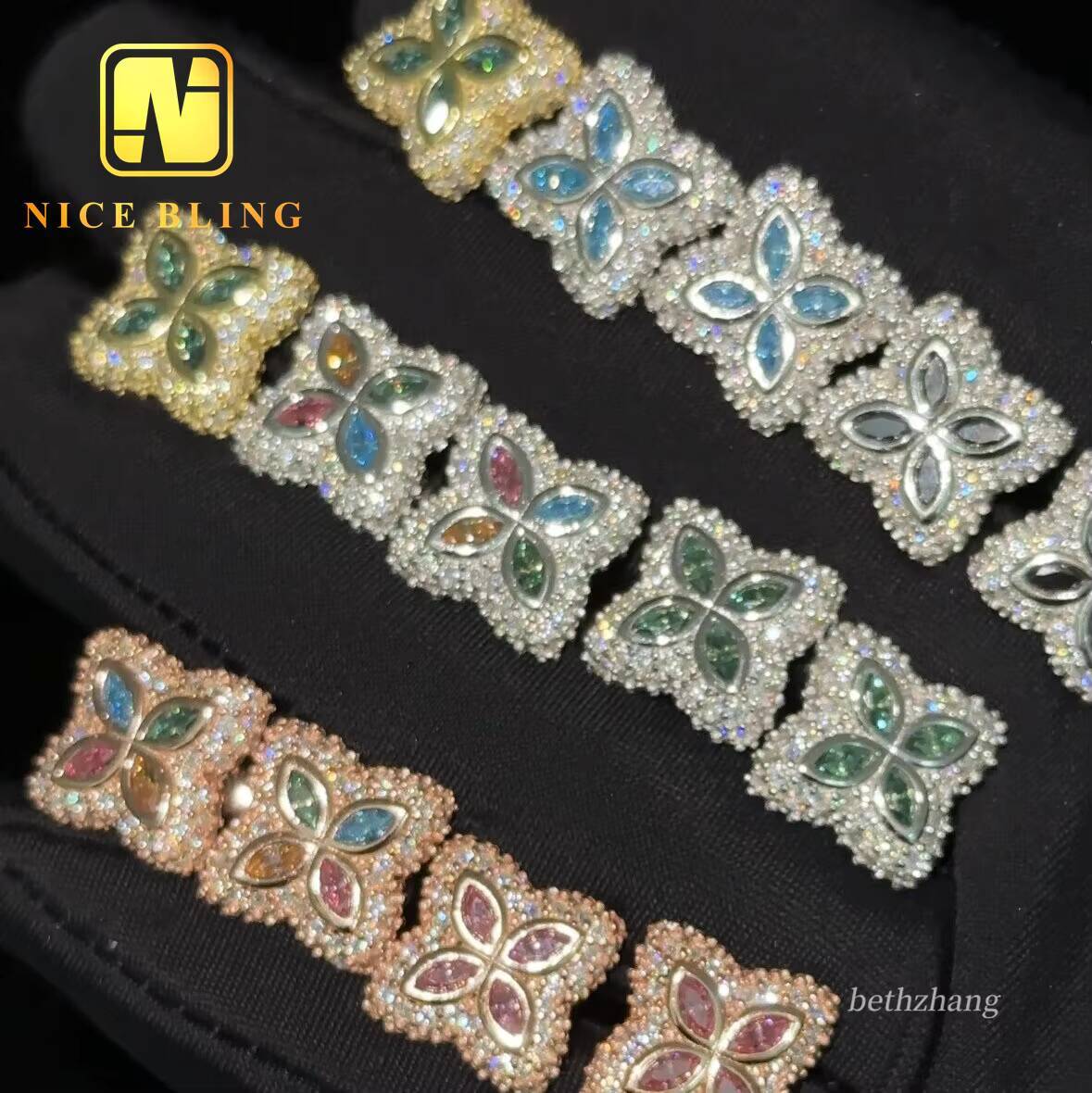 Pass Diamond Tester Hip Hop Earrings Studs 925 Silver Moissanite diamond Earrings Multicolor iced out earrings