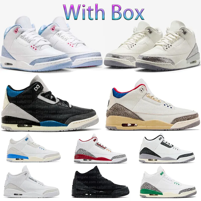 with box 3 Sail Metallic Silver Basketball Shoes 3s White Cobalt Bliss Denim Pink Glow Starfish Men Pure Money Seoul 2.0 Sneakers