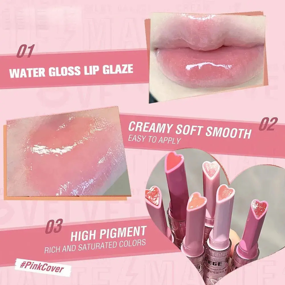Garden Pink Solid Lip Gloss Moisturizing Nourishing Watergloss Mirror Glass Tinted Lipstick Dewy GlossPink Glaze 250809