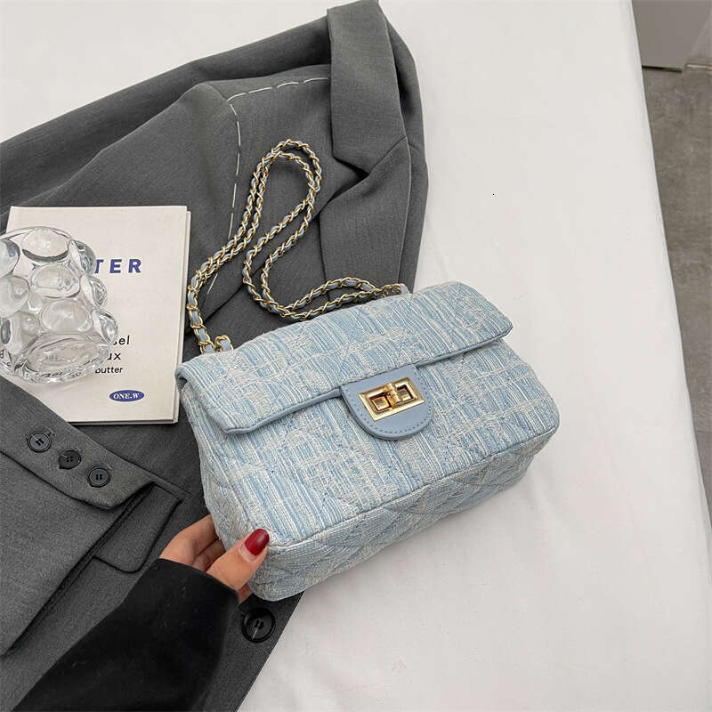 Women's Trendy Bags 2025 New Fashion Casual Denim Shoulder Quilted Chain Crossbody Small Square Bag