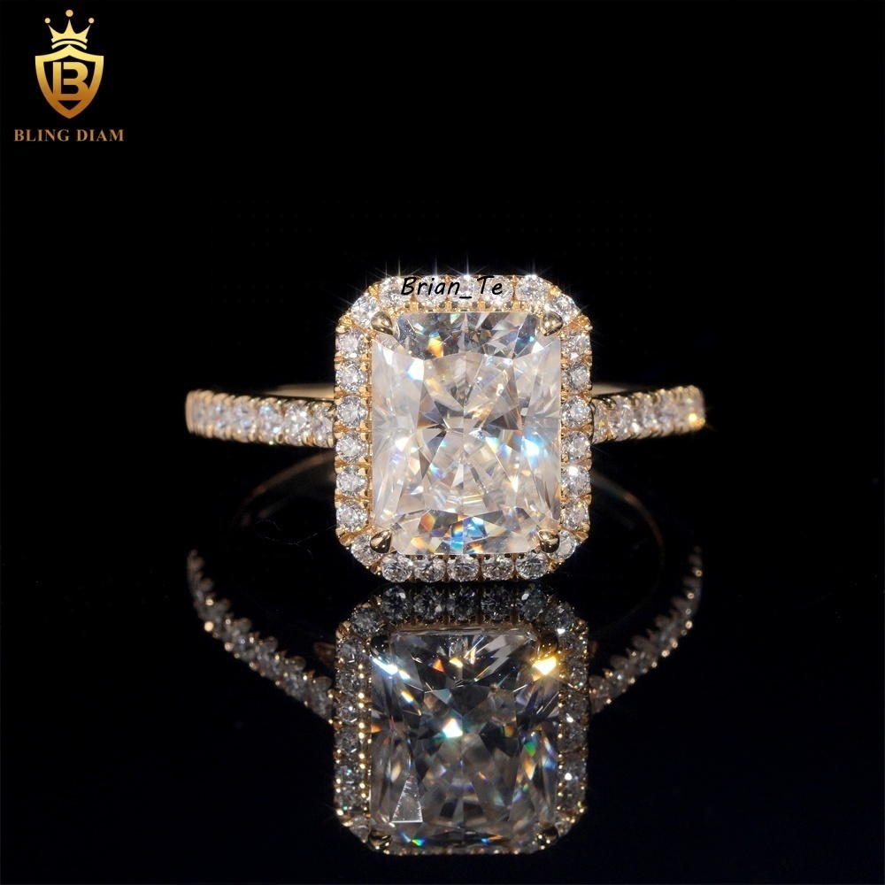 High Quality D Color VVS Moissanite Diamond Fine Jewelry 14K Yellow Gold Engagement Wedding Ring