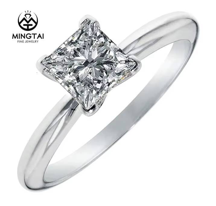 14K Princess Cut Moissanite Diamond Rings Zirconia Fashion Ladies Wedding Simple Gold Rings Designs