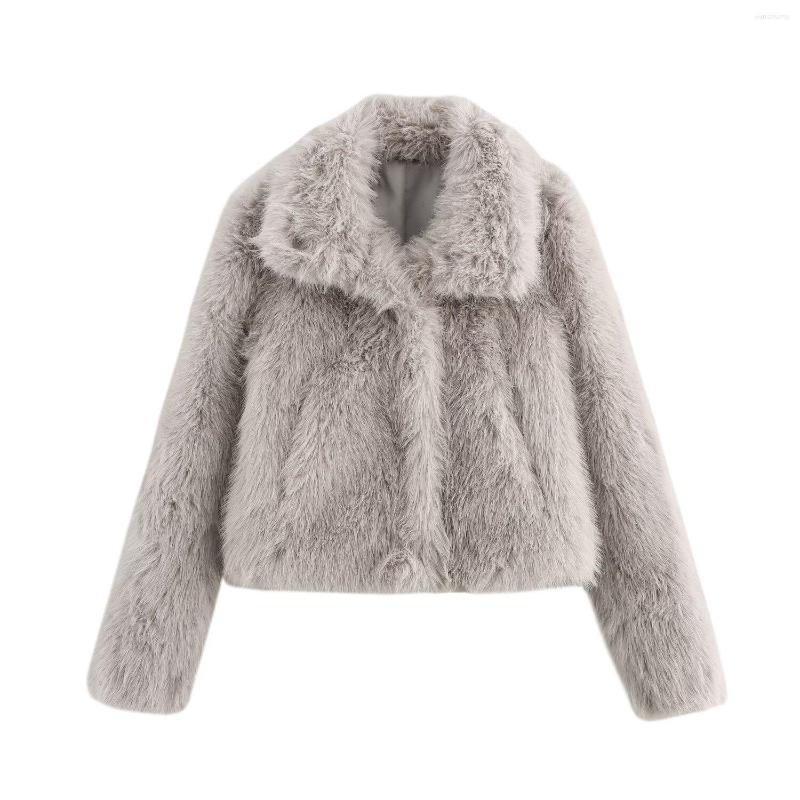 Women's Jackets Cross-border Trade Wholesale 2025 Autumn And Winter Artificial Fur Jacket Ladies Loose Long Sleeve Short
