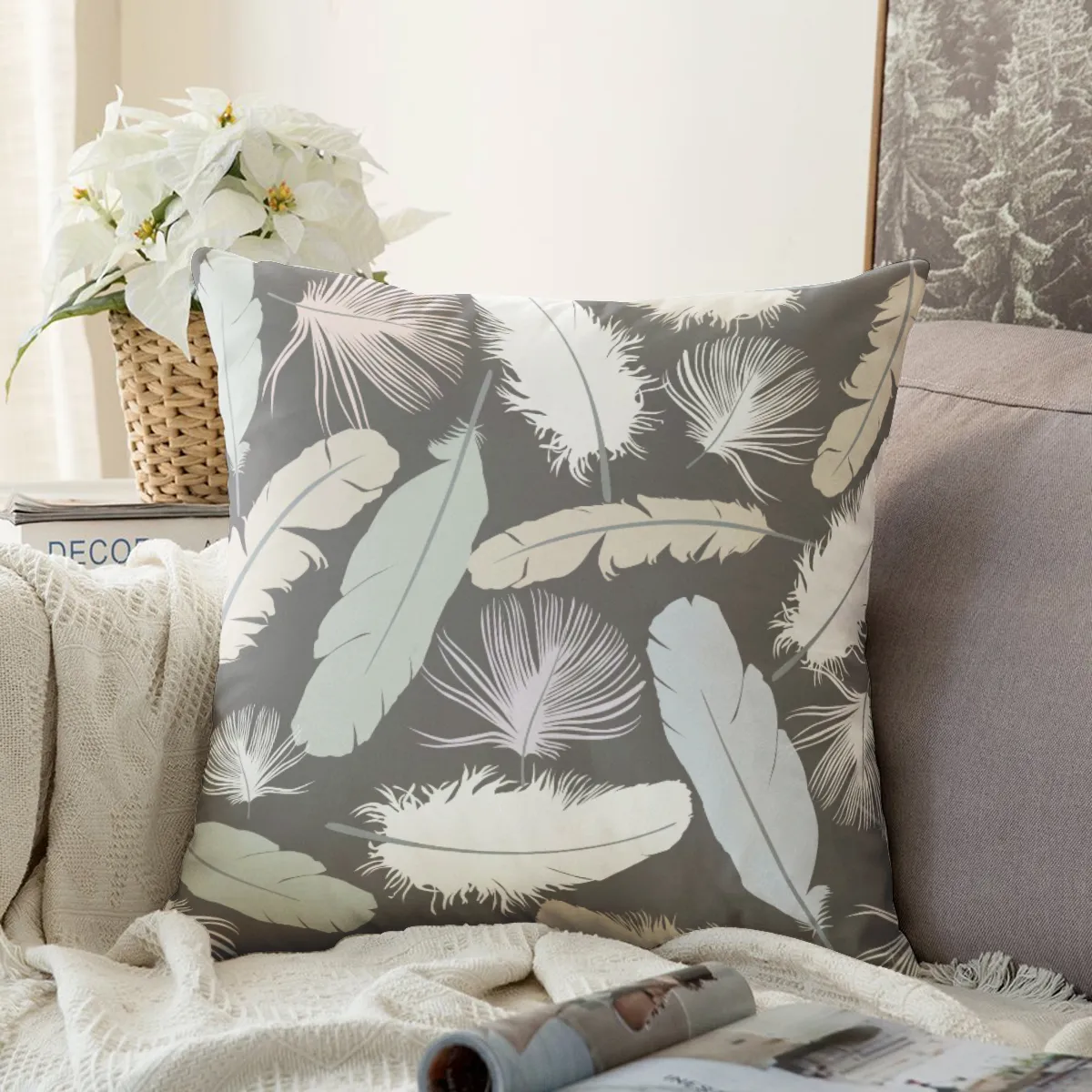 DHgatepod Decorative Pillow Covers 18x18, Soft Stretchable Polyester Spandex, Hidden Zipper, Couch Bed Accent, Set of 2, Machine Washable