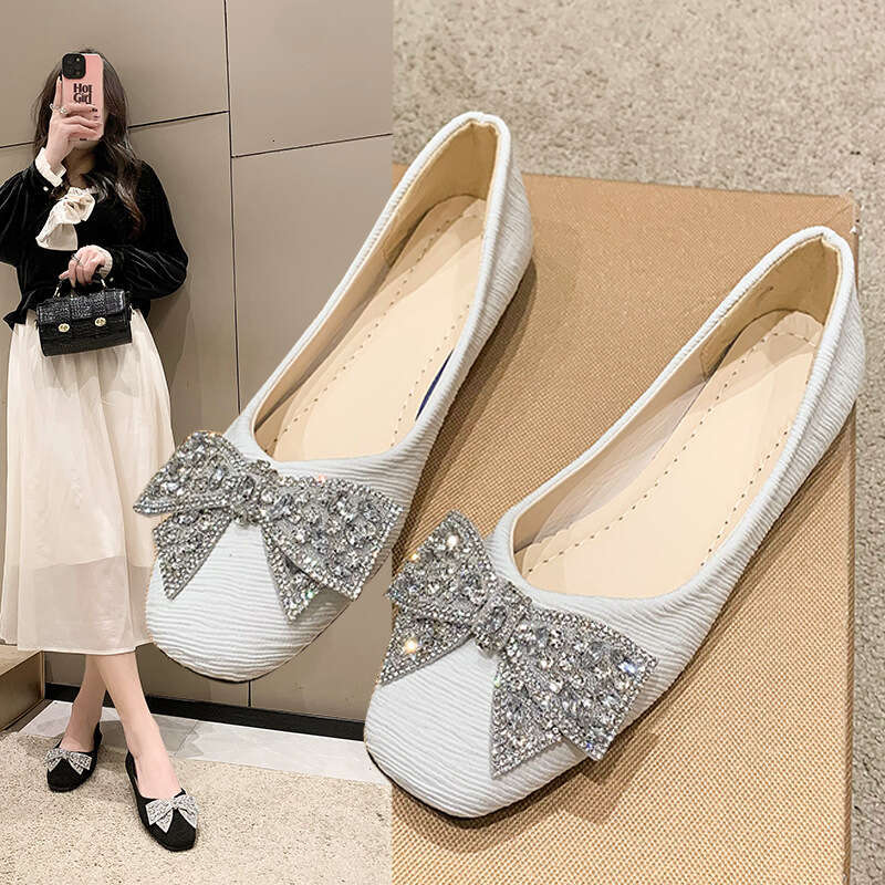 Shallow Mouth Single 2023 Summer New Korean Style Bowknot Flat Loafers Slip-On Outdoor Granny Shoes for Women