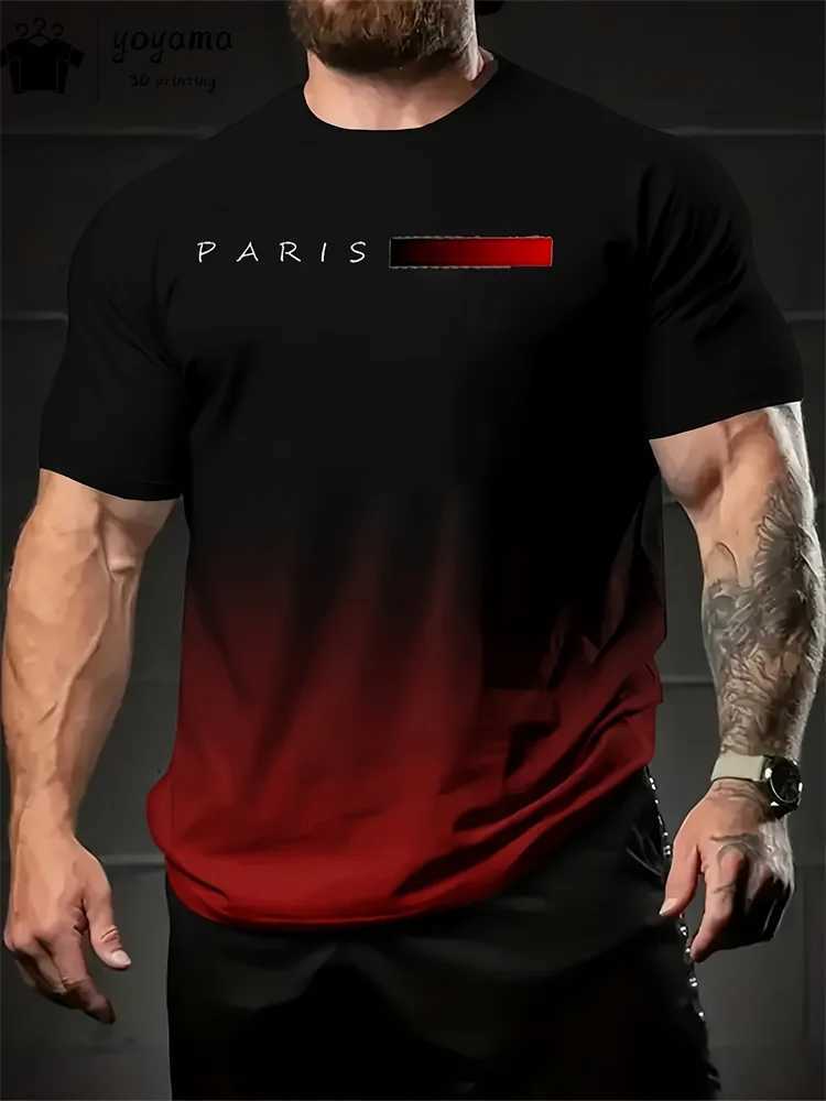 Summer Gradient Print T shirt Men Fashion Graphic T shirts 3D Print Mens Clothing Round Neck T-shirts for Men Street Rock Tops Y250819