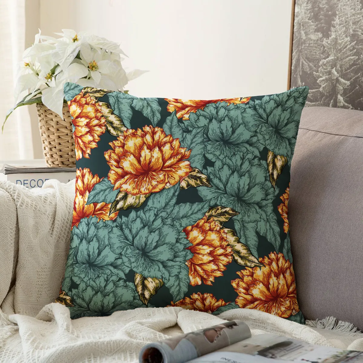 DHgatepod Decorative Pillow Covers 18x18, Soft Stretchable Polyester Spandex, Hidden Zipper, Couch Bed Accent, Set of 2, Machine Washable