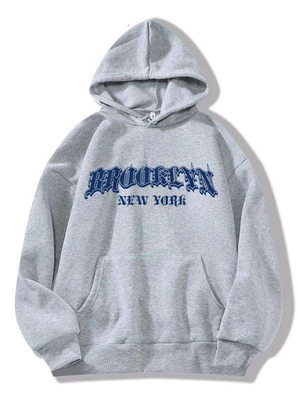 Autumn Winter New Design Hooded Fleece Sweatshirt for Women with Letter Print Loose Pullover Top