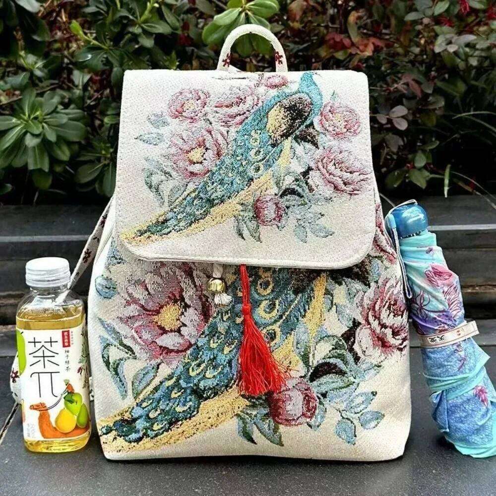 Backpacks Bags for Women Embroidery Ethnic Style Streetwear Fashion Casual Vintage Elegant Haruku Travel Canvas Bag Sports