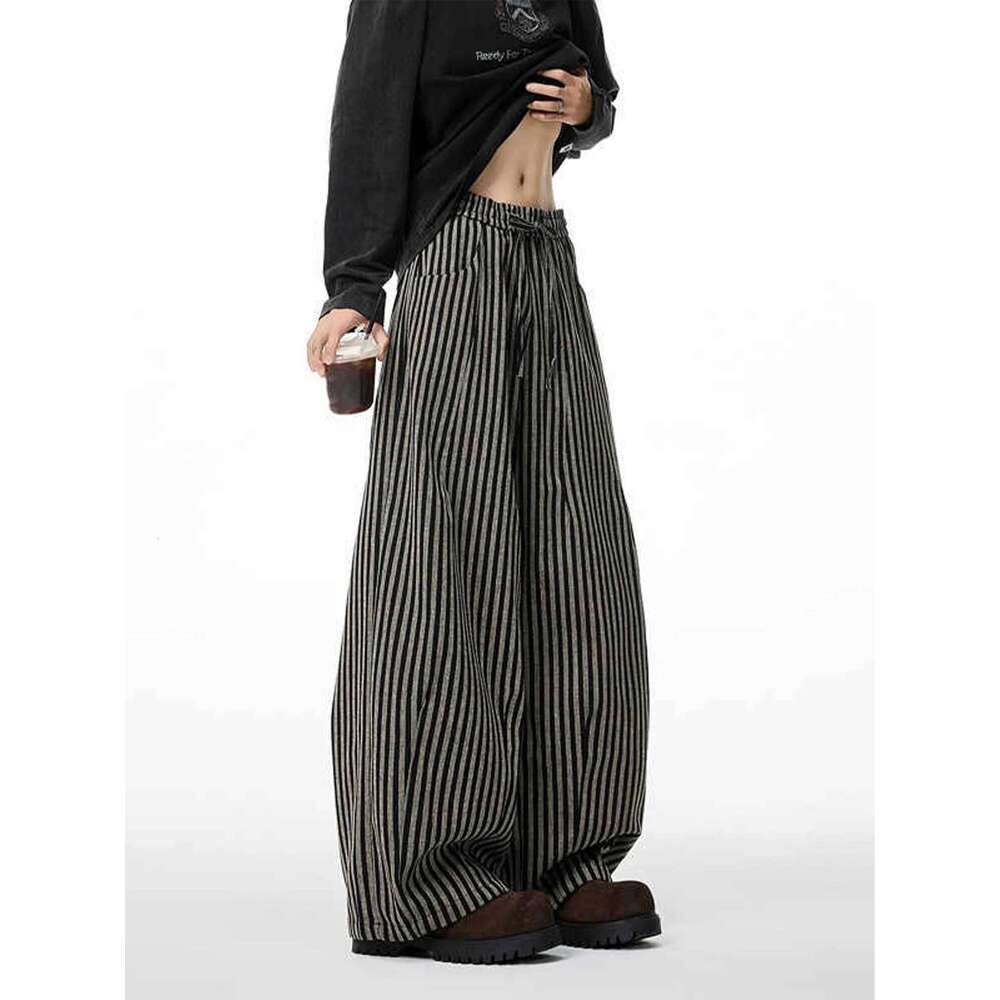 Women's Black Gothic Striped Long Pants Baggy Sweatpants Haruku Y2k Emo Vintage Oversize Trousers Japanese 2000s Style Clothes