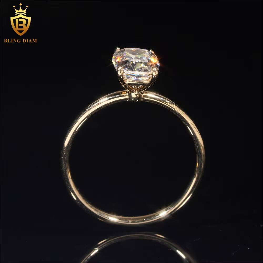 14K VVS Moissanite Diamond Engagement Ring Pass Diamond Tester 14K Yellow Gold Wedding Ring