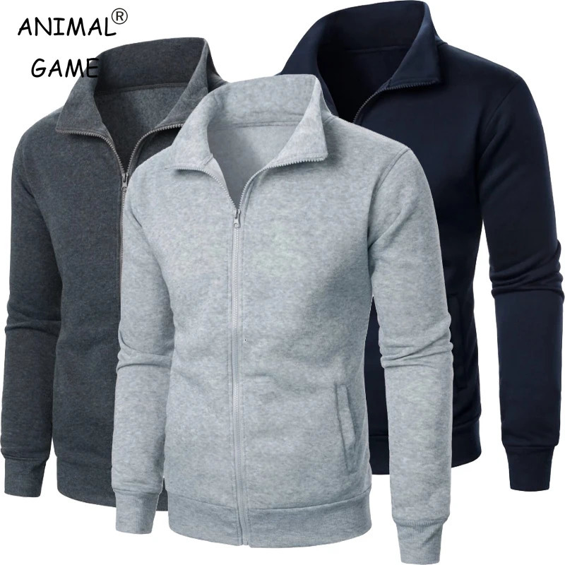 Autumn Mens Long Sleeve Zipper Jacket Coats Solid Color Warm Sweatshirts Casual Baseball Jacket Outdoor Streetwear 250818