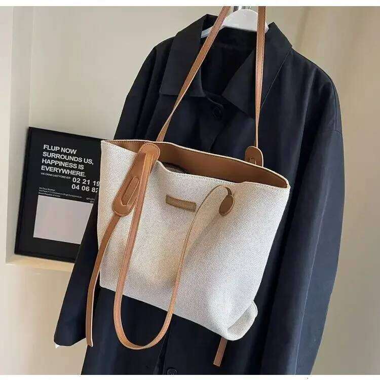 Korean Version Large Capacity Underarm Women New Commuting Tote Versatile Single Shoulder Bag Portable Canvas Bags